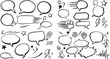 © MD Nafiz Munna - A set of handdrawn comic speech bubbles, thought clouds, and expressive doodle elements, featuring stars, lightning bolts, and speed lines