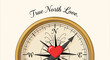 © Sadia Batool - A vintage compass with a red heart at its center points north symbolizing true love and unwavering direction in relationships