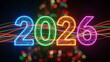 © MdHabib - Vibrant neon numbers announce the arrival of the year 2026