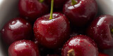 Fresh red cherries with water droplets