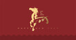 © mei - Chinese New Year and Year of the Horse theme featuring an elegant golden calligraphy character ‘Horse’ on a red background. Perfect for greeting cards, posters, and New Year decorations.