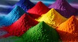 © sajibul35 - Vibrant piles of colorful pigment powder arranged in a visually appealing composition, showcasing a spectrum of colors and textures for artistic applications