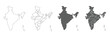 © Aquavisionweath6 - INDIA map line and black silhouette isolated on white. blank country border. Indian map with regional states vector illustration background. Black, coffee white. Perfect for wallpapers, backdrop. EPS