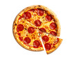 © EnelEva - Delicious pizza with pepperoni, cheese, and tomato isolated on white background