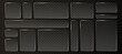 © klyaksun - Glass liquid ui button set with transparent 3d effect - rectangle frame box elements in various sizes and proportions, glossy morphism style borders for modern interface design on dark background.
