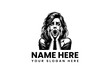 © vectorvovdesign - Shocked Woman Vector Logo Illustration, Frightened Face, Scary Scream, Horror Art, Dramatic Expression, Expressive Eyes, Hand Drawn Style