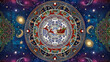 © Design - Whimsical Christmas Mandala in a Cosmic Galaxy Santa's Journey Amidst Stars and Celestial Wonders