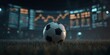 © Rifqi - Soccer ball on field at night with glowing data board showing trends, betting odds. Concept for sports gambling, financial forecast and game statistics