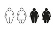 © Iuliia - Obese body of man and woman obese fat line and black icon. Fat figure and big size. Risk diabetes people. Vector illustration