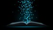 © suyu - Floating data particles descending into an open book, symbolizing technology-driven learning, digital education, growing knowledge, AI intelligence, and a smooth flow of abstract information