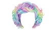 © Luis - A colorful wig with pastel shades of pink purple blue green and yellow on a white background isolated