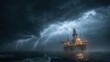 © Ferman Bagus Istuhri - Offshore oil rig under dramatic lightning storm at sea