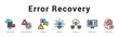 © Mia - Error Recovery Modern and clean web banner illustration featuring thematic icons for visual communication