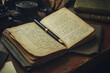 © Rattanapon - Vintage Soldier Journal from 1944 Open with Fountain Pen on Wooden Desk