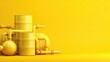 © athirah - 3D Render of Yellow Barrels and Pipeline Against Yellow Background