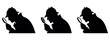 © craft_art - collection of detective silhouettes holding magnifying glasses, ideal for mystery themes, crime search designs, investigation graphics, and forensic, detective silhouette set with magnifying glass