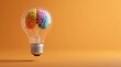 © Surachetsh - A glowing brain inside a light bulb symbolizes bright creativity and the spark of innovative ideas.
