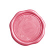 © Victor - A close-up shot of a pink, circular wax seal with a slightly irregular edge, isolated on a white PNG background.