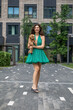 © Andrey_Arkusha - Lady with puppy dog. Young beautiful woman walks with her poodle dog