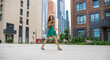 © Andrey_Arkusha - Lady with puppy dog. Young beautiful woman walks with her poodle dog