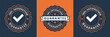 © Vectyx - Premium quality guarantee badge design with 100 percent satisfaction label and check mark symbol in vintage emblem style