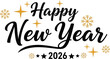 © Nusaifa - Elegant happy new year 2026 greeting with gold stars and snowflakes