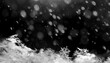 © ELENA - Snowdrift with snowflakes against the background of falling snow and bokeh, isolated on black background. Exellent to use it as overlay over your image via Screen or Lighten adjustment layer in photos