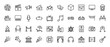 © PixeloAI - Entertainment line icon set. Vector pictograms of megaphone, clapboard, cinema, disco, music, and performance, thin linear illustration.