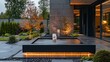 © Depal - Modern Garden With Illuminated Water Features And Contemporary Architecture Image