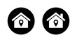 © Ka Han - House location pin icon in black circle. Real estate address symbol. Home map marker sign