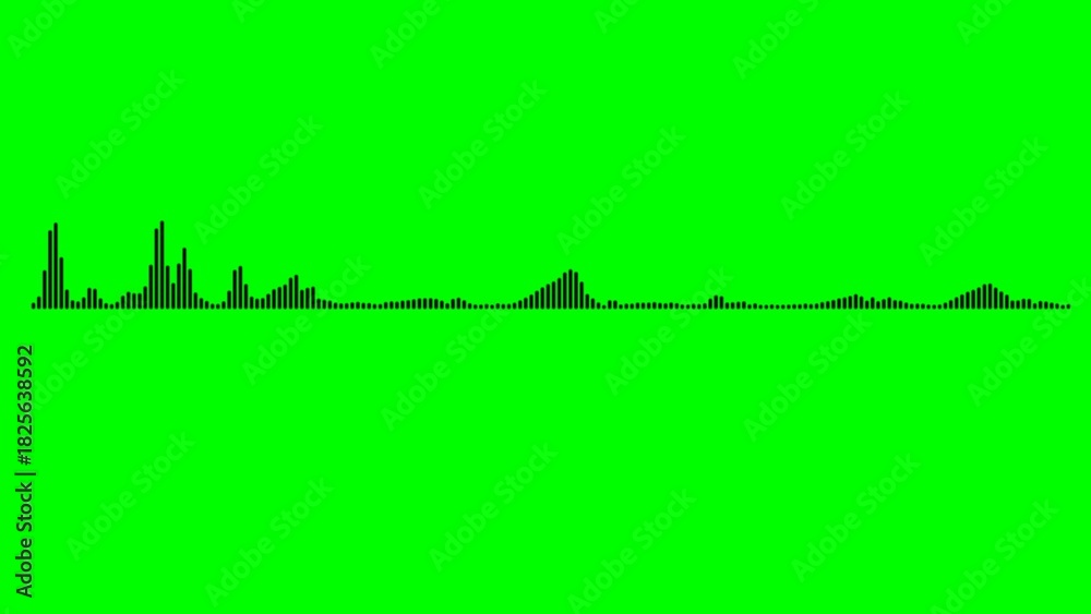 Black audio waveform bars on a green screen background sound equalizer ...