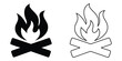 © Silhouette Zone - Campfire icon vector silhouette, Firewood logotype, Fireplace symbol, Bonfire vector illustration
