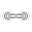 © Muhammad - System Connection Icon – Linked Gears vector illustration, pictogram isolated on white background. color editable Black silhouette icon featuring two gears connected by lines, symbolizing system linka