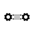 © Muhammad - System Connection Icon – Linked Gears vector illustration, pictogram isolated on white background. color editable Black silhouette icon featuring two gears connected by lines, symbolizing system linka