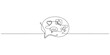 © Haus - Continuous one line of a social media notification bubble, representing engagement, brand presence, and online influence, drawn vector illustration.