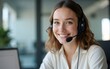 © Luke - Portrait, customer service and smile with a woman consultant working in her office for after sales support. Call center, contact us and crm with a young female employee consulting using a headset
