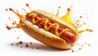 © EnelEva - Grilled fast food hot dog snack with mustard and ketchup on a bun