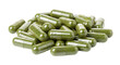 © Rehana - Pile of transparent capsules, filled with green herbal powder, isolated on transparent background, cutout, PNG