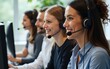 © Victoria - Group of diverse telemarketing customer service staff team in call center. High quality