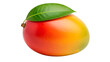 © Design LL - Single Ripe Mango with Green Leaf on Black Background