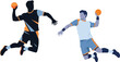 © Ojit - Handball players jumping throw ball sport competition action
