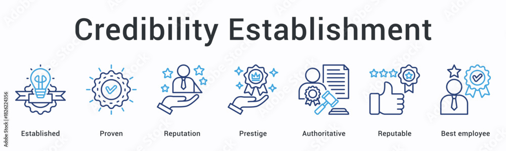 Credibility establishment banner web icon showcases proven reputation ...