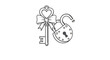 © Maker - Decorative key with heart bow opens a vintage padlock, symbolizing love and freedom.