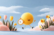 © SolaruS - Joyful illustration featuring a sunny character carrying a clock in a springtime setting.  Evokes themes of time management, happiness, and growth. Perfect for educational or motivational content.
