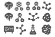 © Александр Михайлюк - Icy Chemistry Icons. Solid style icons of icy body chemistry: frozen methane, carbon monoxide, carbon dioxide, ammonia ice, water