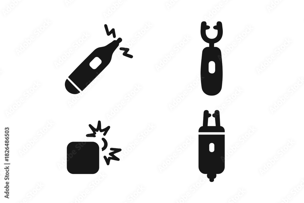Portable Plasma Devices Icons. Solid style icons of portable plasma ...