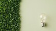 © ERiK - green energy concept green energy concept background with electric light bulb connected from a green climbing plant