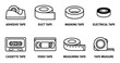 ©  MVectors - Set of adhesive, duct, masking, electrical, cassette, video, measuring tape, and tape measure line icons
