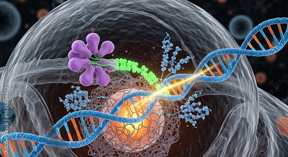 Advanced gene editing technology manipulating a DNA double helix inside ...