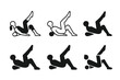 © Настя Шевчук - Pilates Logo Variations. Pilates and stretching. Icon set. Set Logo of pilates and stretching: balance posture. harmonious logo variations of the
